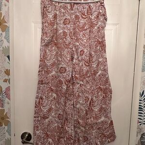 Pink Floral Linen Pants